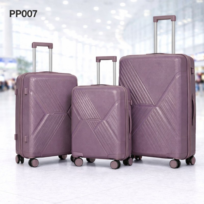 ⁦طقم شنط سفر 3 قطع بأحجام مختلفة لون بنفسجي غامق⁩ - الصورة ⁦1⁩