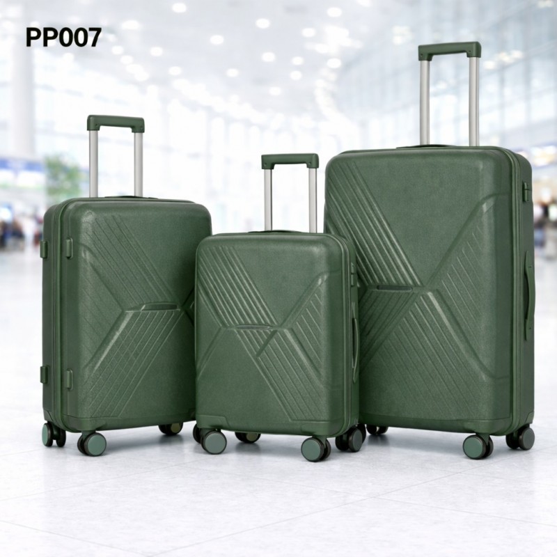 ⁦طقم شنط سفر 3 قطع بأحجام مختلفة لون اخضر غامق⁩ - الصورة ⁦1⁩