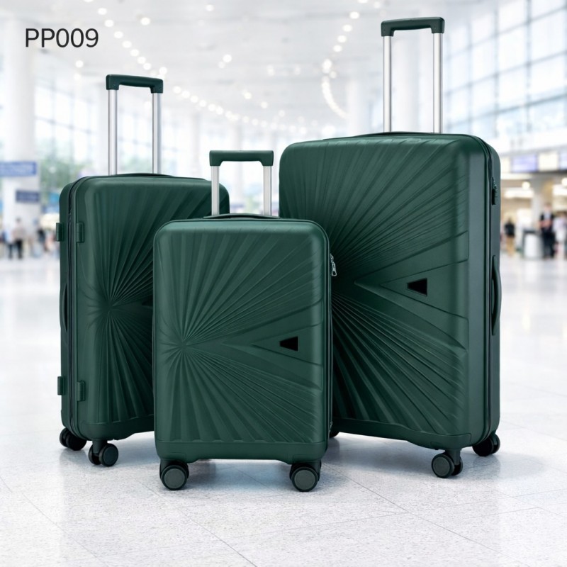 ⁦طقم شنط سفر 3 قطع بأحجام مختلفة لون اخضر غامق⁩ - الصورة ⁦1⁩