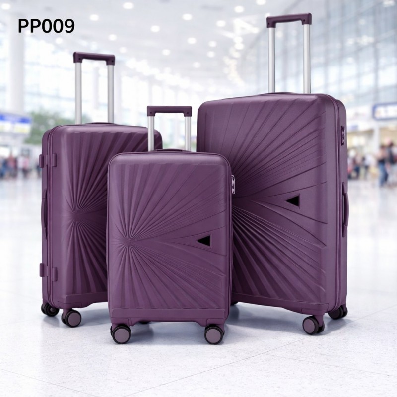 ⁦طقم شنط سفر 3 قطع بأحجام مختلفة لون بنفسجي غامق⁩ - الصورة ⁦1⁩