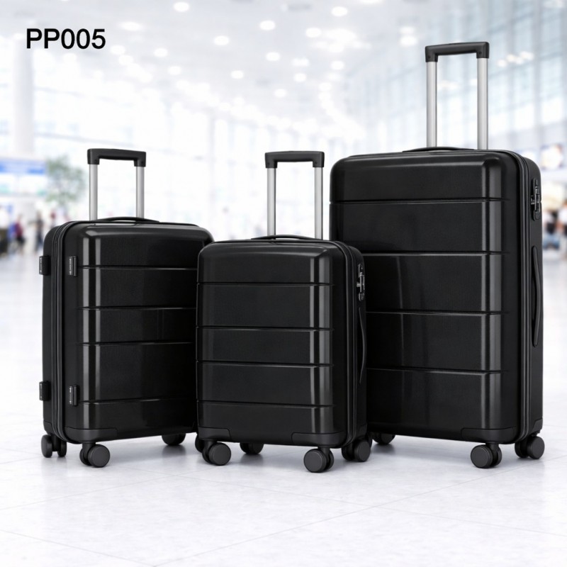 ⁦طقم شنط سفر 3 قطع بأحجام مختلفة لون اسود⁩ - الصورة ⁦1⁩