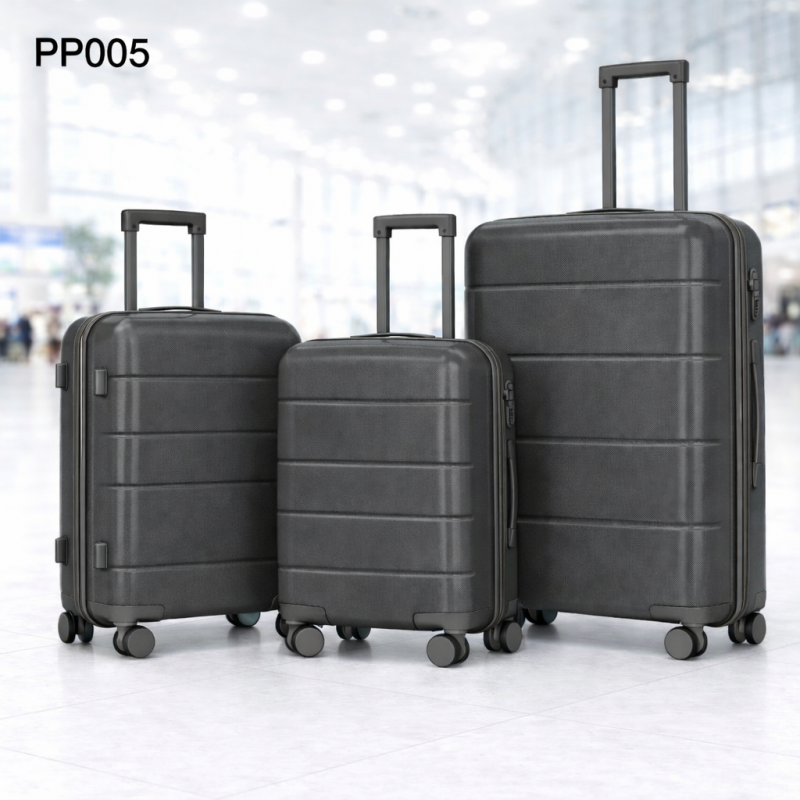 ⁦طقم شنط سفر 3 قطع بأحجام مختلفة لون رمادي غامق⁩ - الصورة ⁦1⁩