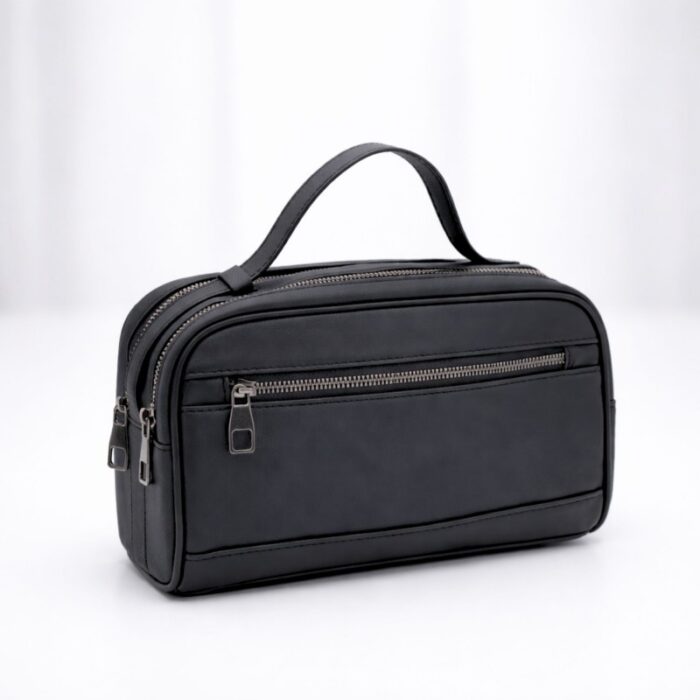 ⁦شنتة حقيبة شخصية جلد لون اسود⁩ - الصورة ⁦3⁩