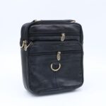 شنتة حقيبة كروس جلد 25×22 سم لكلا الجنسين لون اسود