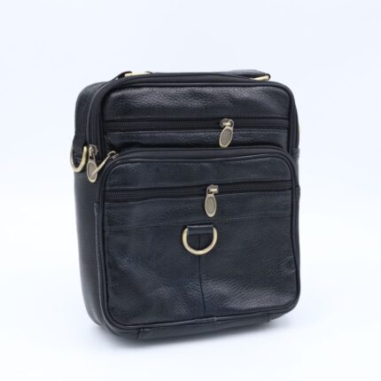 شنتة حقيبة كروس جلد 25×22 سم لكلا الجنسين لون اسود