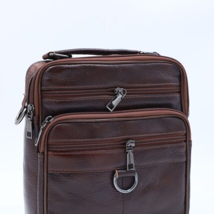 شنتة حقيبة كروس جلد 25×22 سم لكلا الجنسين لون بني