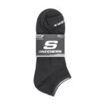 ⁦Skechers Kids' Unisex Non Terry No Show (3 Pair) Socks (31-35)-Black⁩ - الصورة ⁦2⁩