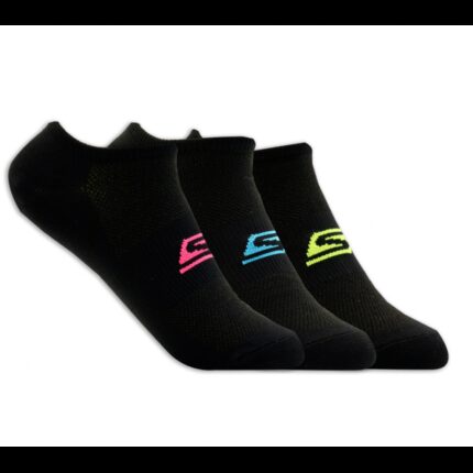 Skechers Womens' No Show Stretch (3 Pair) Socks (36-41)-Black