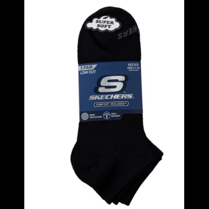 Skechers Mens' Non Terry Low Trio (3 Pair) Socks (41-46)-Black