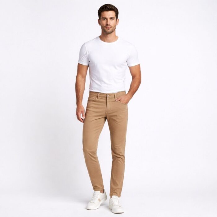 ⁦بنطلون جينز رجالي لون بيج⁩ - الصورة ⁦2⁩