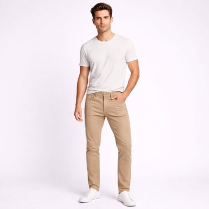 بنطلون جينز رجالي لون بيج