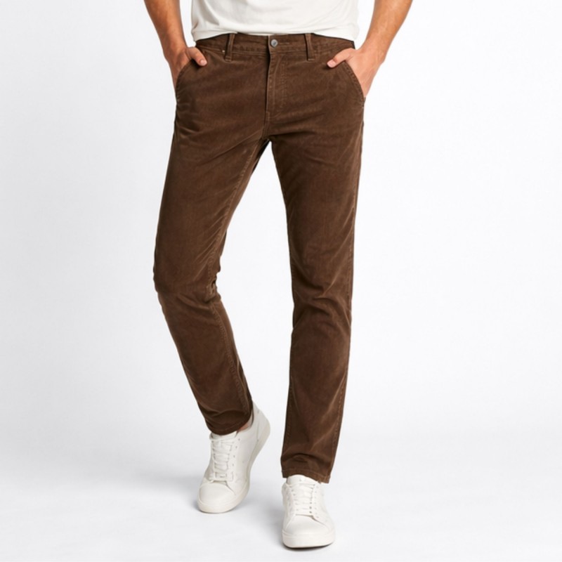 ⁦بنطلون كتان رجالي لون بني⁩ - الصورة ⁦1⁩