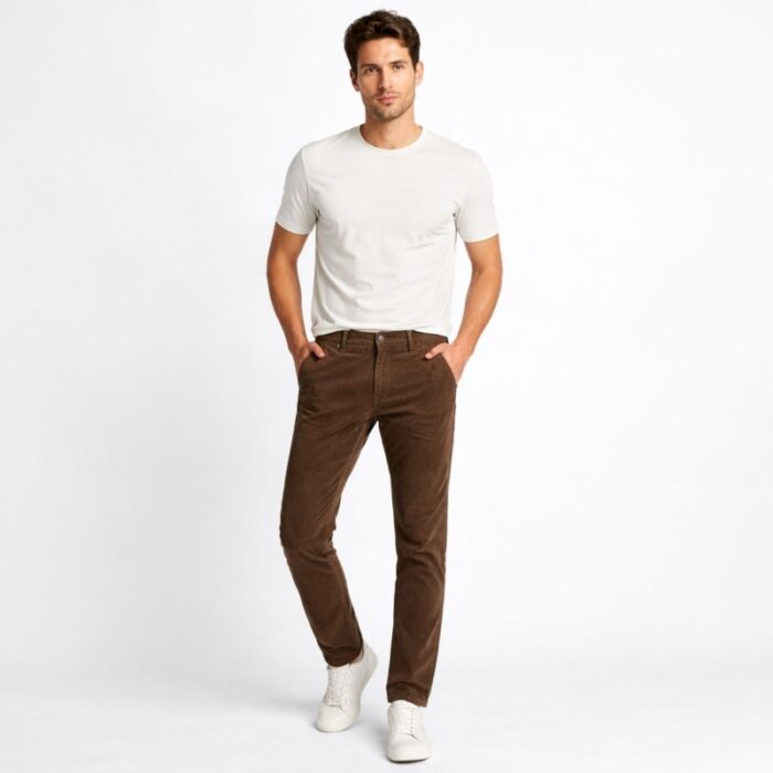 ⁦بنطلون كتان رجالي لون بني⁩ - الصورة ⁦2⁩