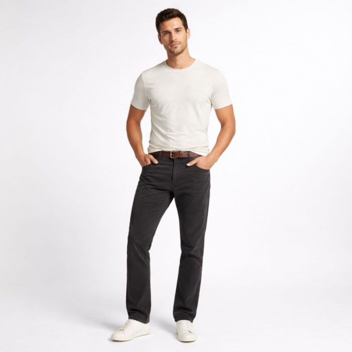 ⁦بنطلون كتان رجالي لون اسود⁩ - الصورة ⁦2⁩