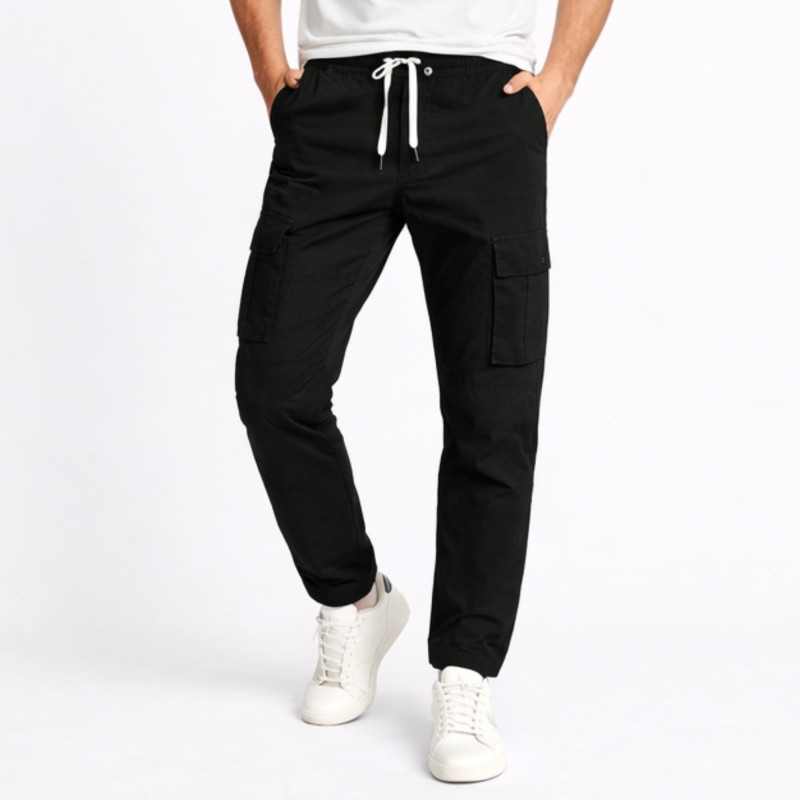 ⁦بنطلون كتان رجالي لون اسود⁩ - الصورة ⁦1⁩