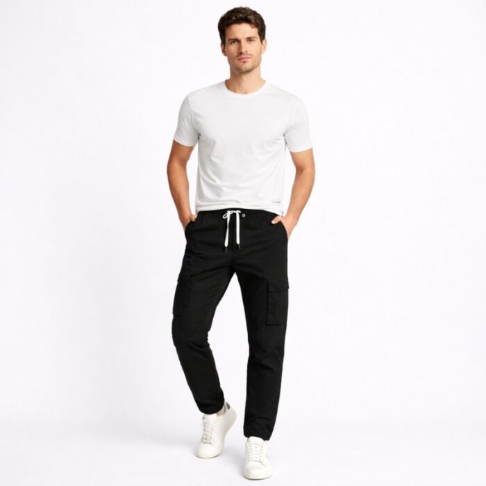 ⁦بنطلون كتان رجالي لون اسود⁩ - الصورة ⁦2⁩