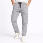 بنطلون رجالي قطن بتصميم جيوب جانبية لون سكني