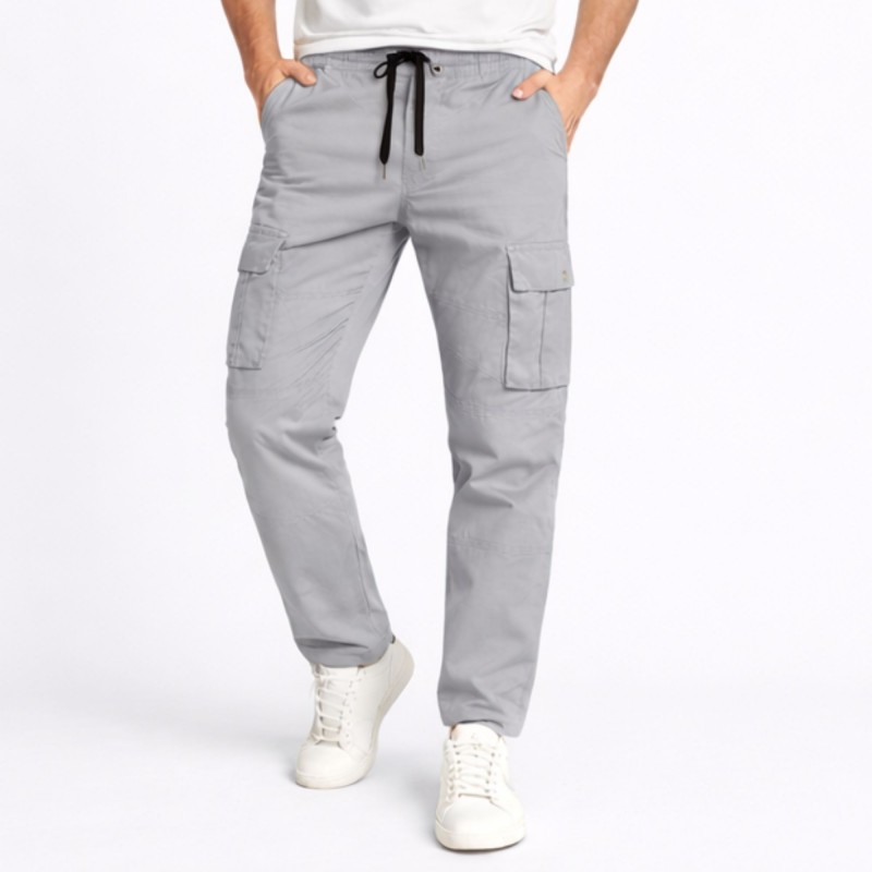 ⁦بنطلون رجالي قطن بتصميم جيوب جانبية لون سكني⁩ - الصورة ⁦1⁩