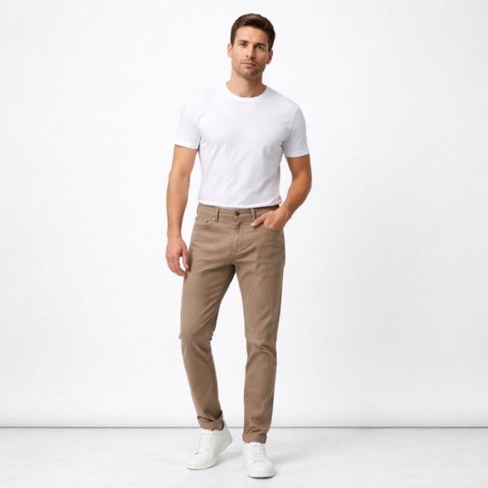 ⁦بنطلون جينز رجالي لون بيج⁩ - الصورة ⁦2⁩