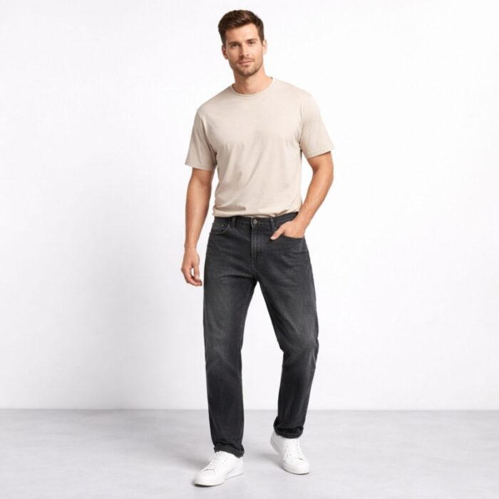 ⁦بنطلون جينز رجالي لون ازرق غامق⁩ - الصورة ⁦2⁩