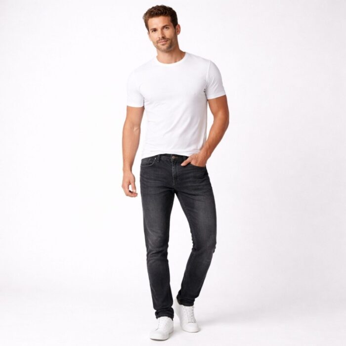 ⁦بنطلون جينز رجالي لون اسود⁩ - الصورة ⁦2⁩