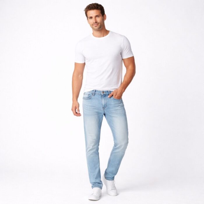 ⁦بنطلون جينز رجالي لون ازرق فاتح⁩ - الصورة ⁦2⁩