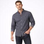 قميص رجالي سادة لون رمادي غامق