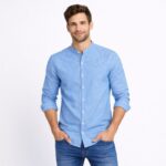 قميص قبة صينية رجالي لون ازرق