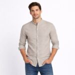 قميص قبة صينية رجالي لون بيج