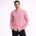 قميص قبة صينية رجالي لون زهري