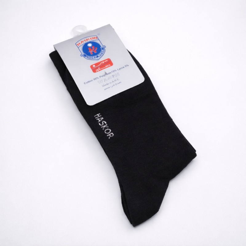 ⁦جوارب قطنية (زوج واحد) من HASKOR للرجال لون اسود⁩ - الصورة ⁦1⁩
