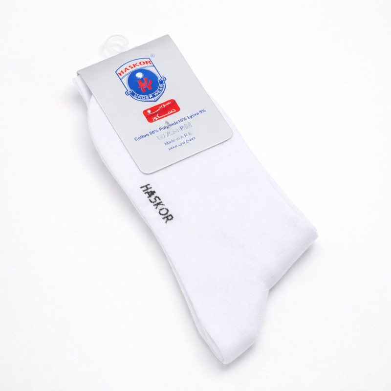 ⁦جوارب قطنية (زوج واحد) من HASKOR للرجال لون ابيض⁩ - الصورة ⁦1⁩