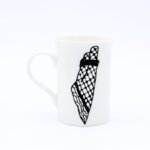 مج بتصميم خارطة فلسطين حجم 250 مل لون ابيض ( رسم يدوي )