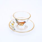 ⁦كاسه شاي شفاف بتصميم رمضاني مع صحن ( رسم يدوي )⁩ - الصورة ⁦2⁩