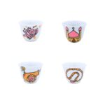 ⁦طقم فناجين ساده بتصميم رمضاني لون ابيض مكون من اربع قطع ( رسم يدوي )⁩ - الصورة ⁦3⁩