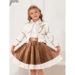 فستان تنورة ثلث قطع لون برونزي