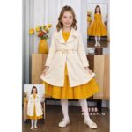 فستان قطعتين لون بيج وكموني