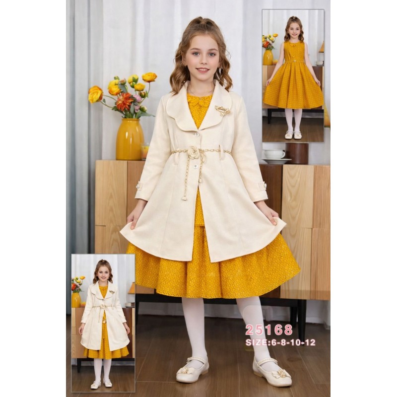 ⁦فستان قطعتين لون بيج وكموني⁩ - الصورة ⁦1⁩