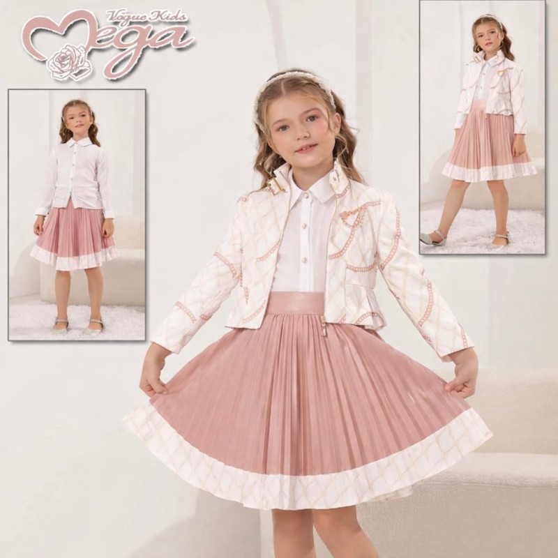 ⁦فستان تنورة ثلث قطع لون زهري⁩ - الصورة ⁦1⁩