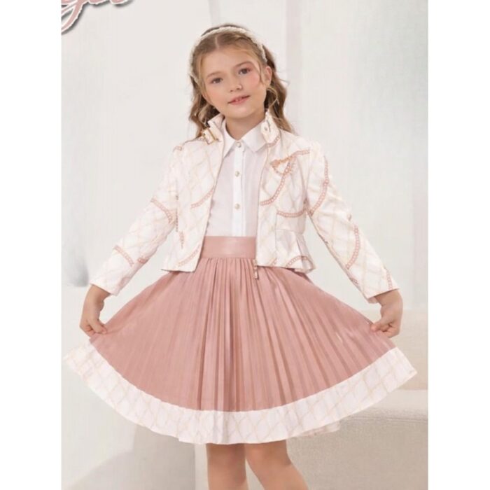 ⁦فستان تنورة ثلث قطع لون زهري⁩ - الصورة ⁦2⁩