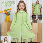 فستان قطعتين بناتي بالون الاخضر